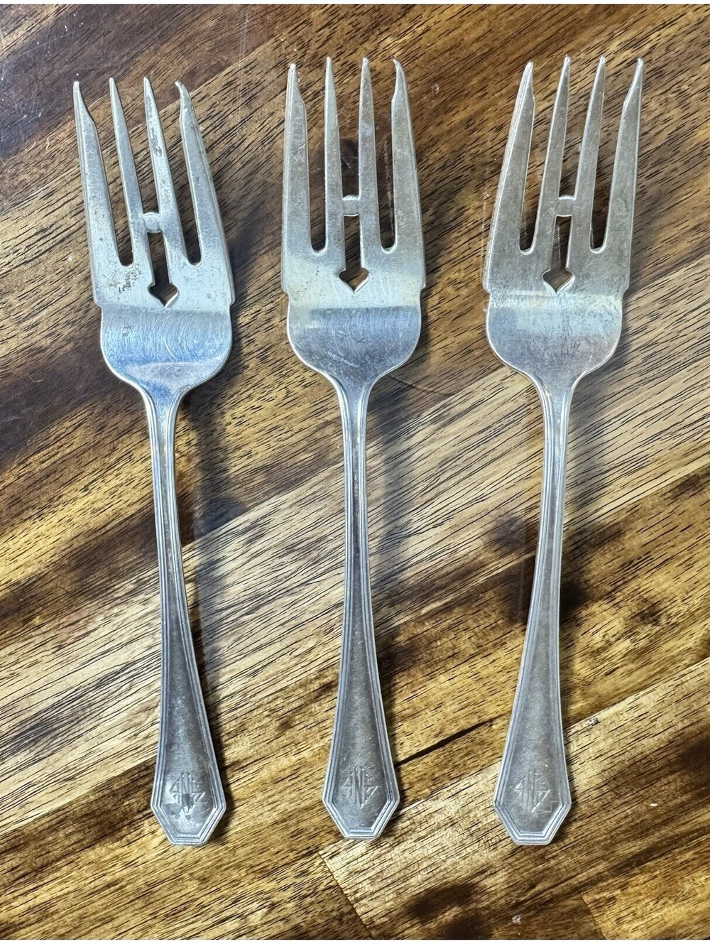 3 Queen Anne Dominick & Haff Sterling Meat Serving Forks